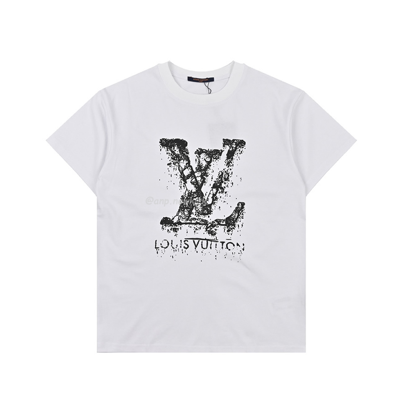 Louis Vuitton Classic Alphabet Digital Direct Spray Round Neck Short Sleeve T Shirt (8) - newkick.app